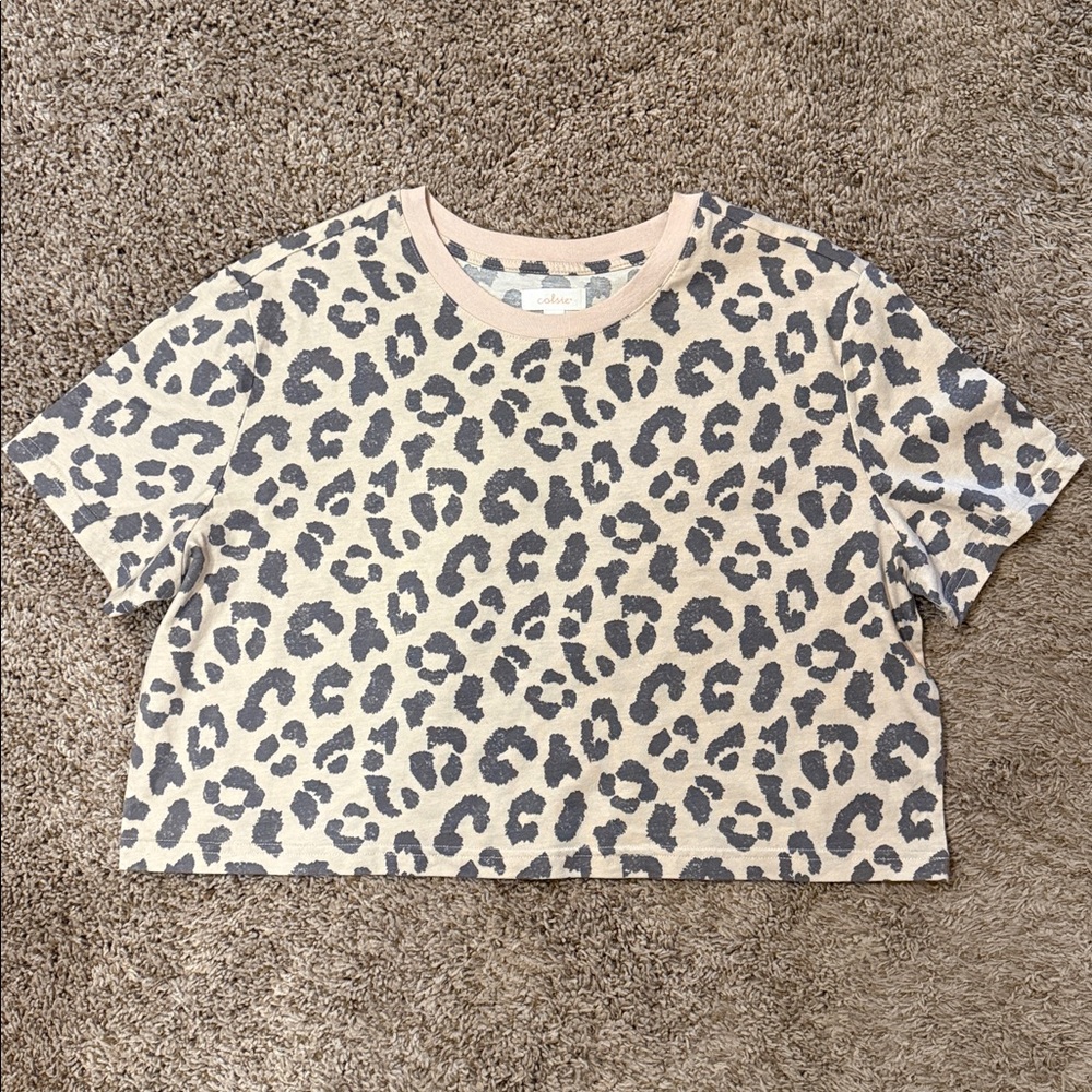 Colsie Leopard Print Lounge Cropped Top